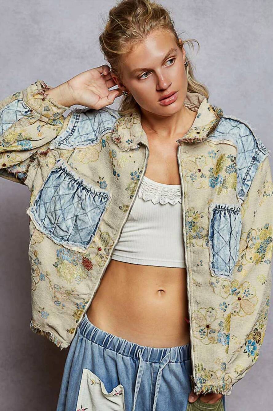 NEW POL quilted heart jacket in beige